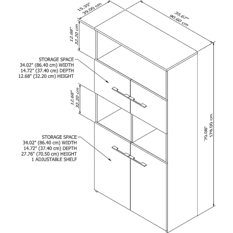 5-Shelf 4-Door Bookcase
