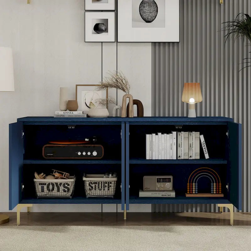 Four-Door Storage Cabinet with Adjustable Shelves