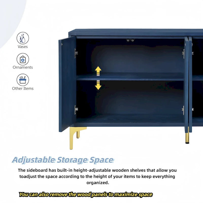 Four-Door Storage Cabinet with Adjustable Shelves