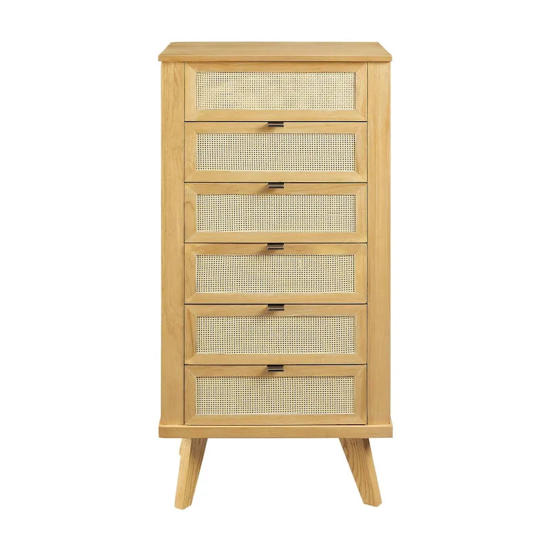 Brown Jewelry Armoire with Mirror and Storage