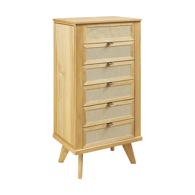 Brown Jewelry Armoire with Mirror and Storage