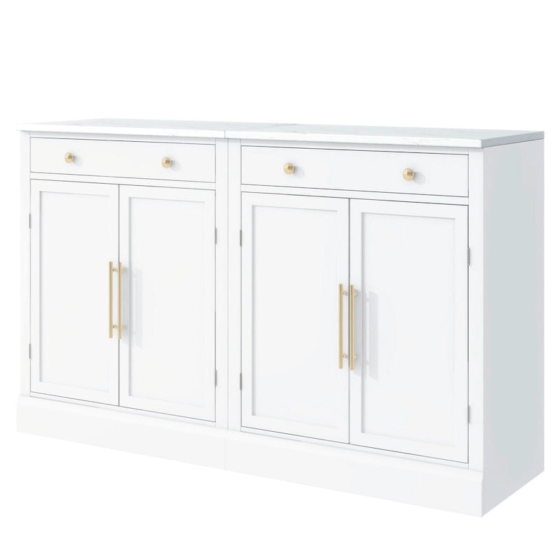 Modern Freestanding Kitchen Pantry,Buffet Food Storage, Coffee Bar Cabinet with Drawer, 2 Adjustable Shelves and 2 Door Shelves
