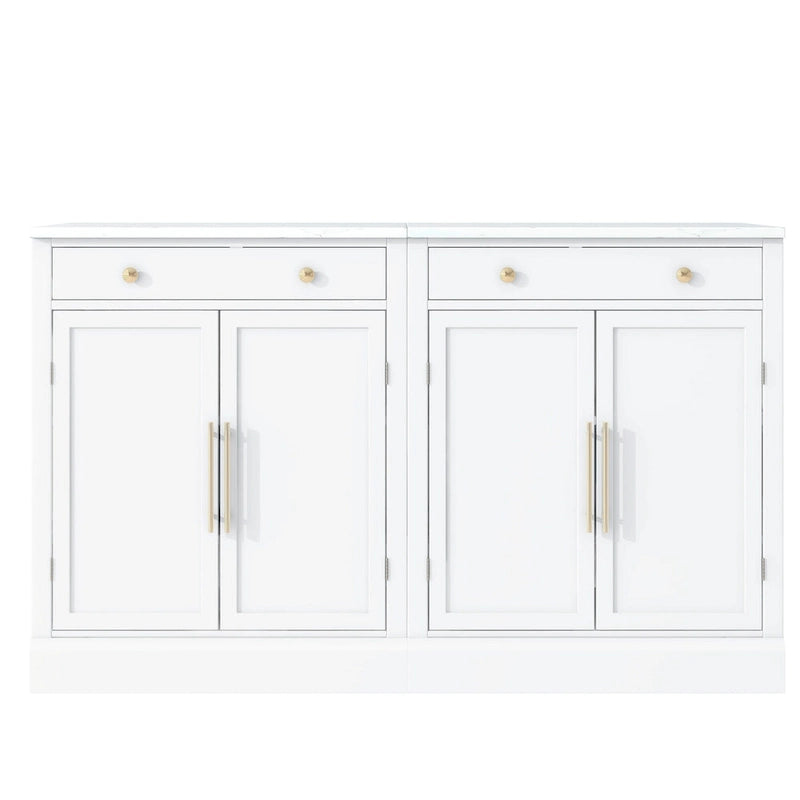Modern Freestanding Kitchen Pantry,Buffet Food Storage, Coffee Bar Cabinet with Drawer, 2 Adjustable Shelves and 2 Door Shelves