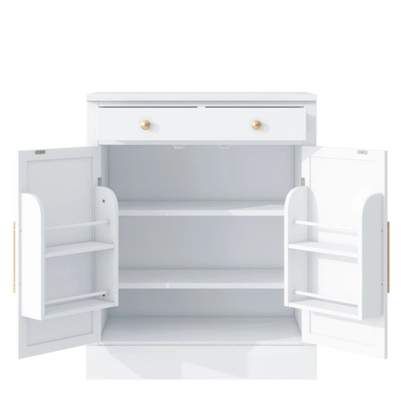 Modern Freestanding Kitchen Pantry,Buffet Food Storage, Coffee Bar Cabinet with Drawer, 2 Adjustable Shelves and 2 Door Shelves