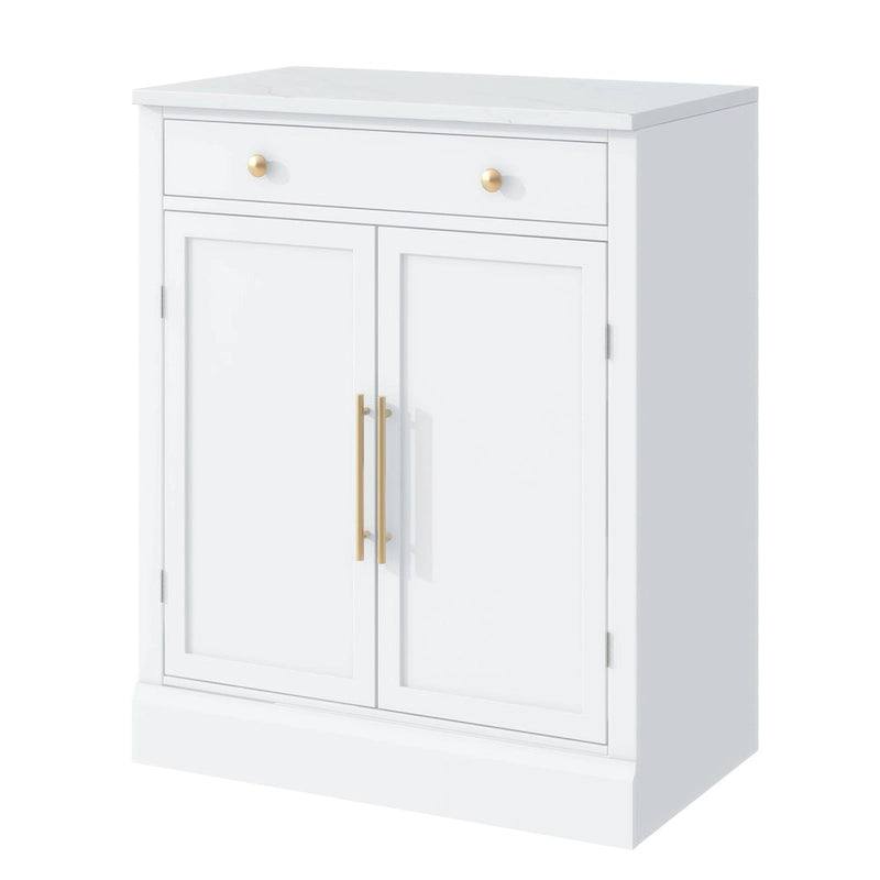 Modern Freestanding Kitchen Pantry,Buffet Food Storage, Coffee Bar Cabinet with Drawer, 2 Adjustable Shelves and 2 Door Shelves