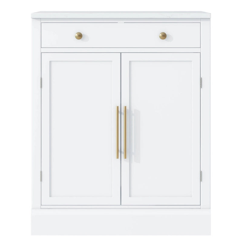Modern Freestanding Kitchen Pantry,Buffet Food Storage, Coffee Bar Cabinet with Drawer, 2 Adjustable Shelves and 2 Door Shelves
