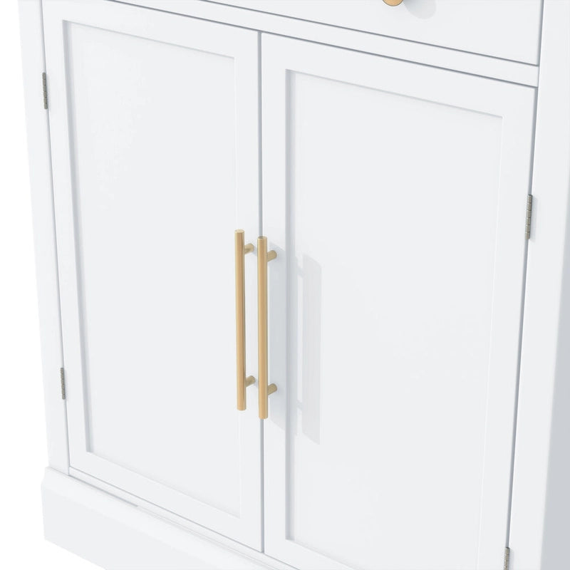 Modern Freestanding Kitchen Pantry,Buffet Food Storage, Coffee Bar Cabinet with Drawer, 2 Adjustable Shelves and 2 Door Shelves