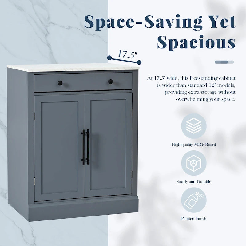 Modern Freestanding Kitchen Pantry,Buffet Food Storage, Coffee Bar Cabinet with Drawer, 2 Adjustable Shelves and 2 Door Shelves