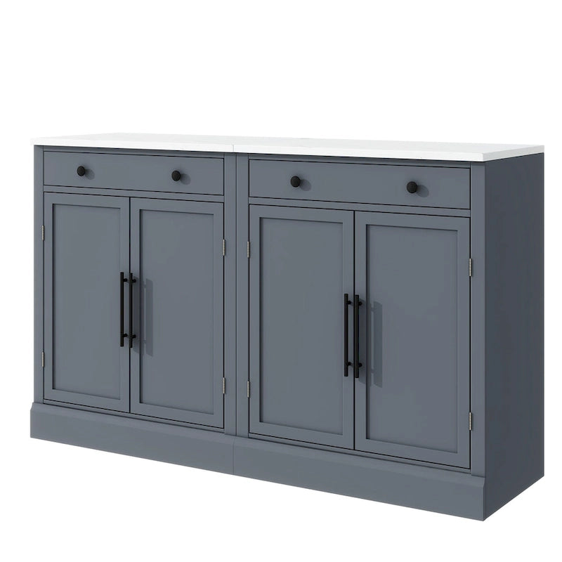 Modern Freestanding Kitchen Pantry,Buffet Food Storage, Coffee Bar Cabinet with Drawer, 2 Adjustable Shelves and 2 Door Shelves