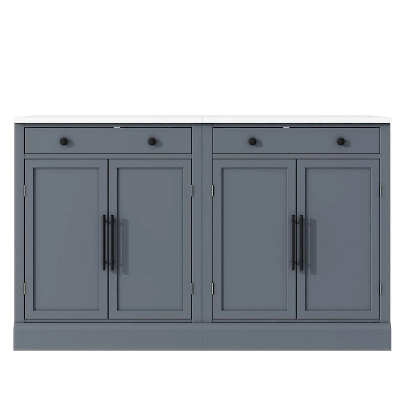 Modern Freestanding Kitchen Pantry,Buffet Food Storage, Coffee Bar Cabinet with Drawer, 2 Adjustable Shelves and 2 Door Shelves