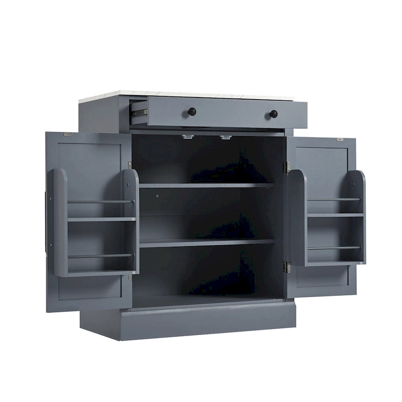 Modern Freestanding Kitchen Pantry,Buffet Food Storage, Coffee Bar Cabinet with Drawer, 2 Adjustable Shelves and 2 Door Shelves