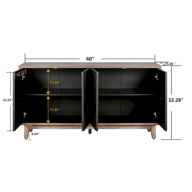 4-Door Sideboard Cabinet with Shelves