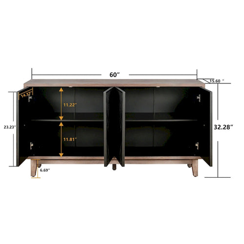 4-Door Sideboard Cabinet with Shelves