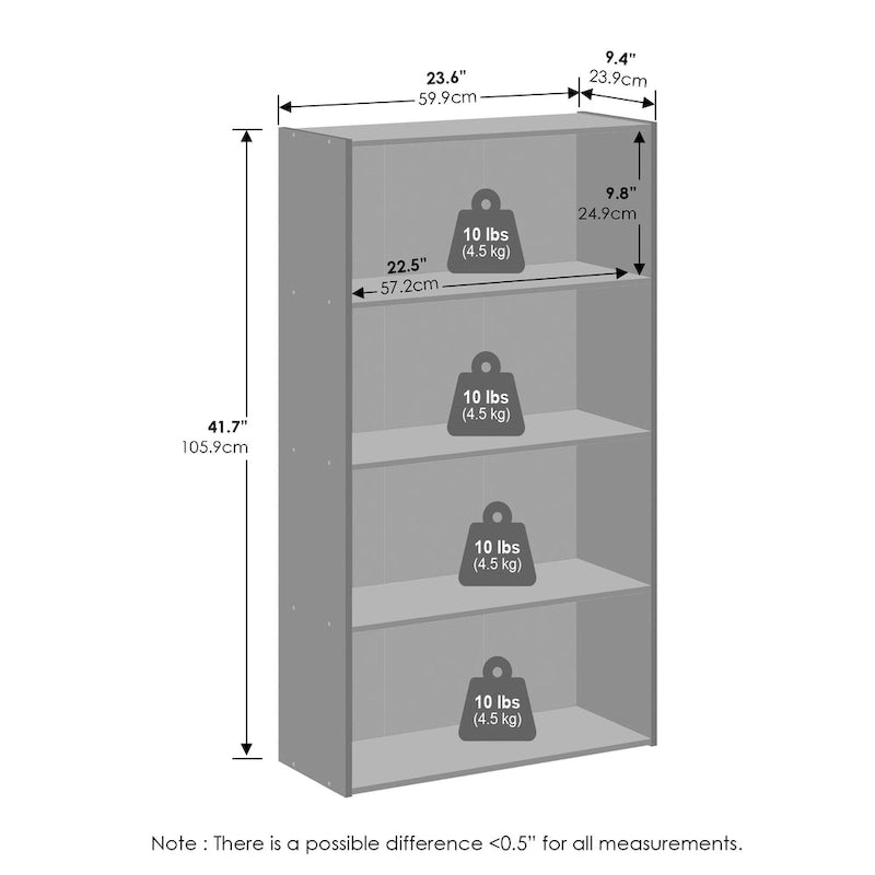 Furinno Simple Open Shelf, Bookcases, 4-Tier
