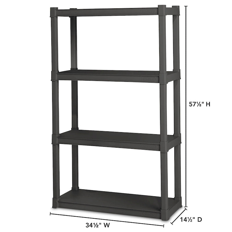 Sterilite Plastic Shelf Storage Organizing Unit with 4 Shelves, Gray, 3 Pack - 3-Pack