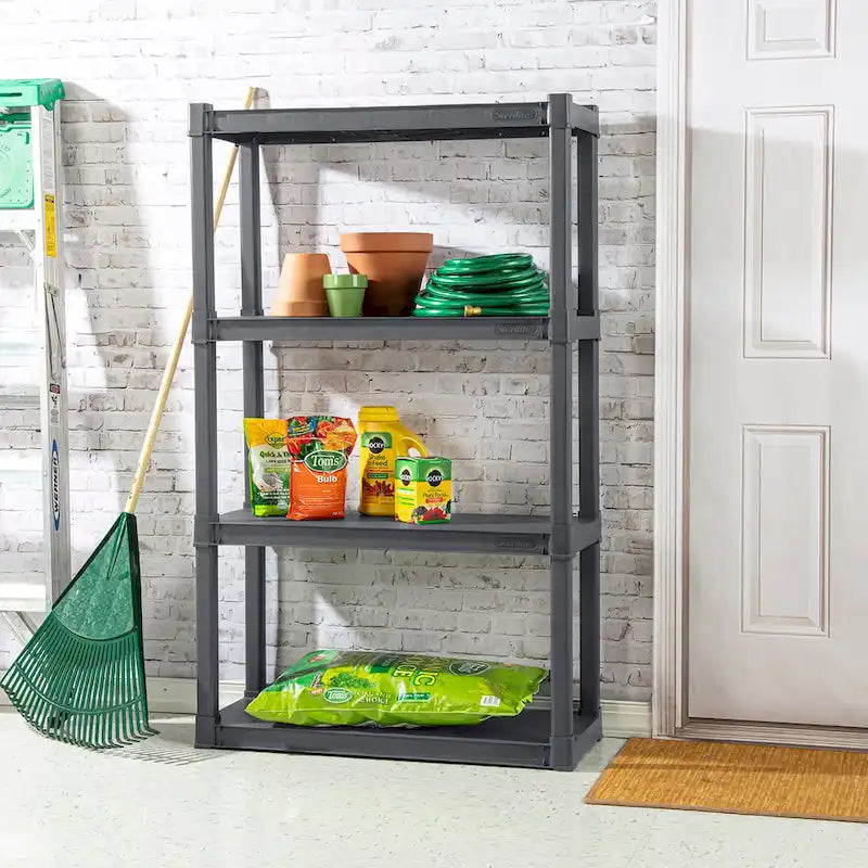 Sterilite Plastic Shelf Storage Organizing Unit with 4 Shelves, Gray, 3 Pack - 3-Pack