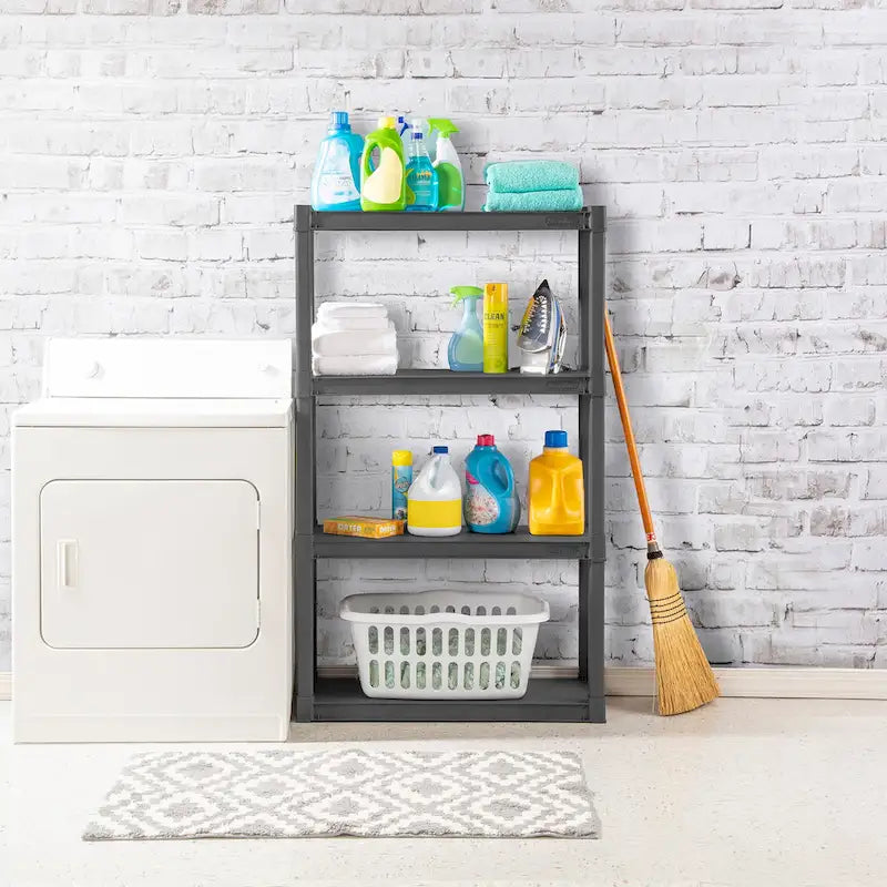 Sterilite Plastic Shelf Storage Organizing Unit with 4 Shelves, Gray, 3 Pack - 3-Pack