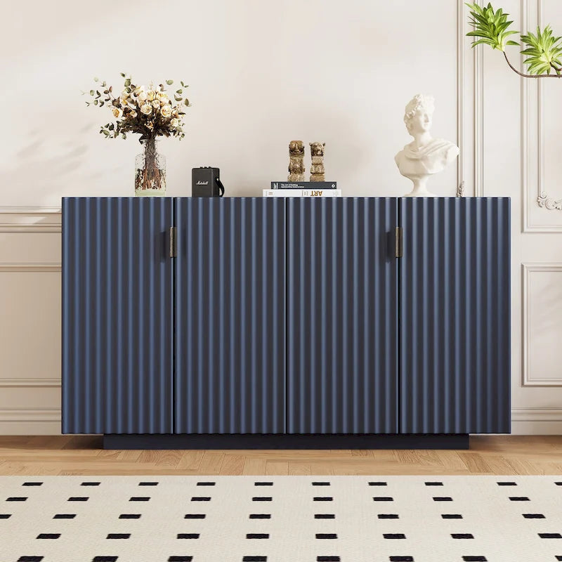 4 Fluted Doors Sideboard Cabinet with Adjustable Shelves