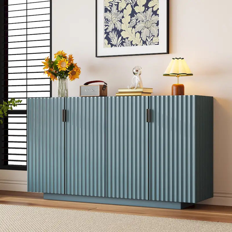4 Fluted Doors Sideboard Cabinet with Adjustable Shelves