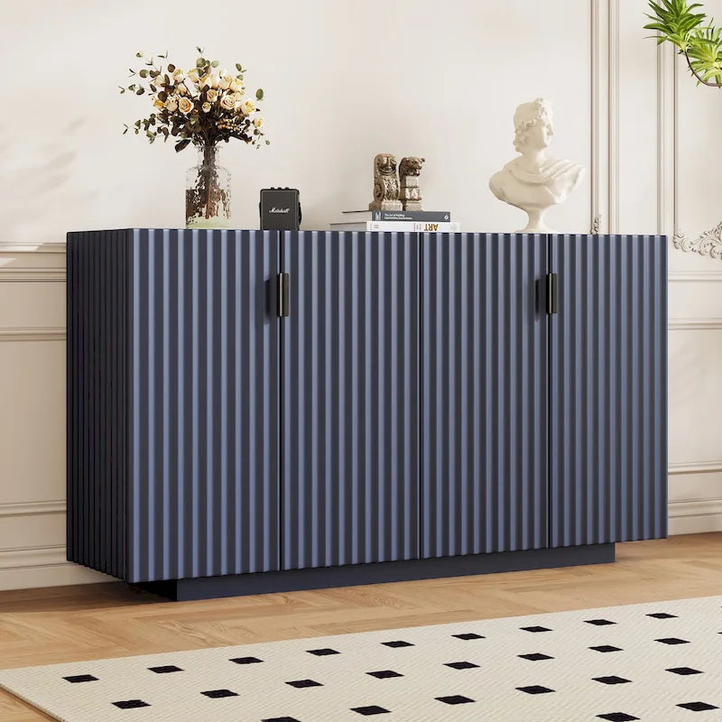4 Fluted Doors Sideboard Cabinet with Adjustable Shelves