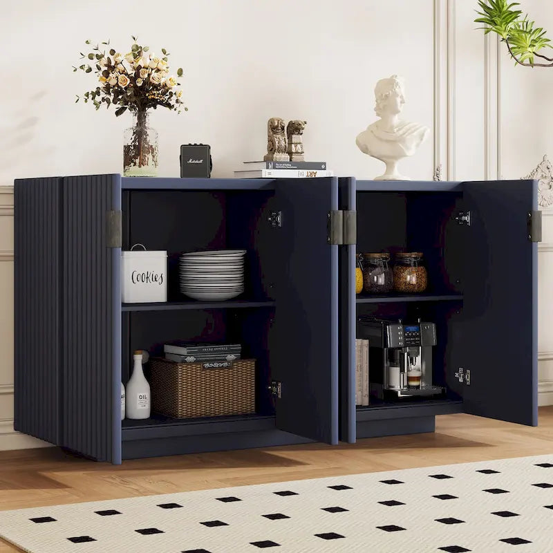 4 Fluted Doors Sideboard Cabinet with Adjustable Shelves