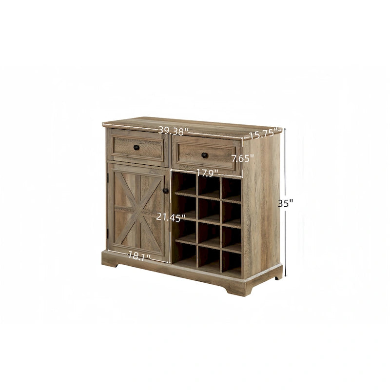 Buffet Cabinet with Wine Racks and Adjustable Shelf
