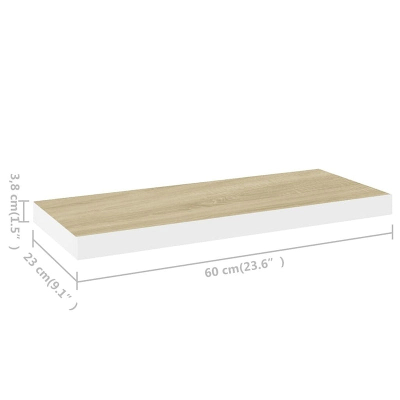 Floating Wall Shelves 2 pcs 23.6x9.3x1.5 MDF - 23.6 x 9.3 x 1.5 (L x W x H)