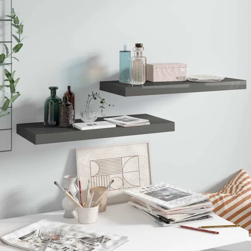 Floating Wall Shelves 2 pcs 23.6x9.3x1.5 MDF - 23.6 x 9.3 x 1.5 (L x W x H)