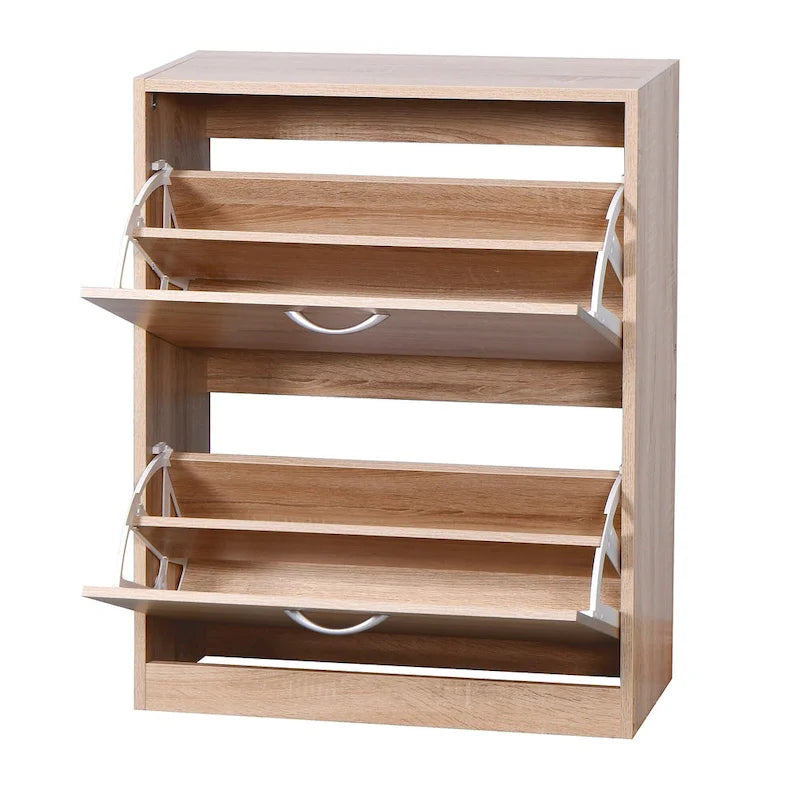 Wooden Shoe Cabinet with Two Flip Doors
