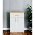Slim Bathroom Linen Cabinet with Glass Door, Shelves and Drawers