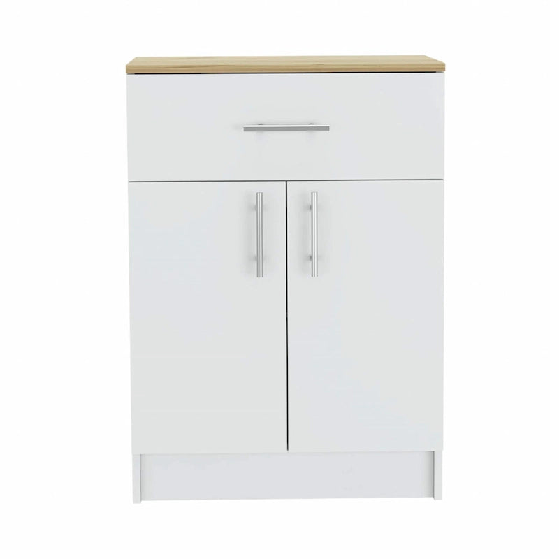 Slim Bathroom Linen Cabinet with Glass Door, Shelves and Drawers