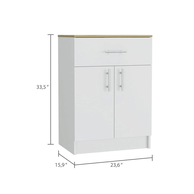 Slim Bathroom Linen Cabinet with Glass Door, Shelves and Drawers