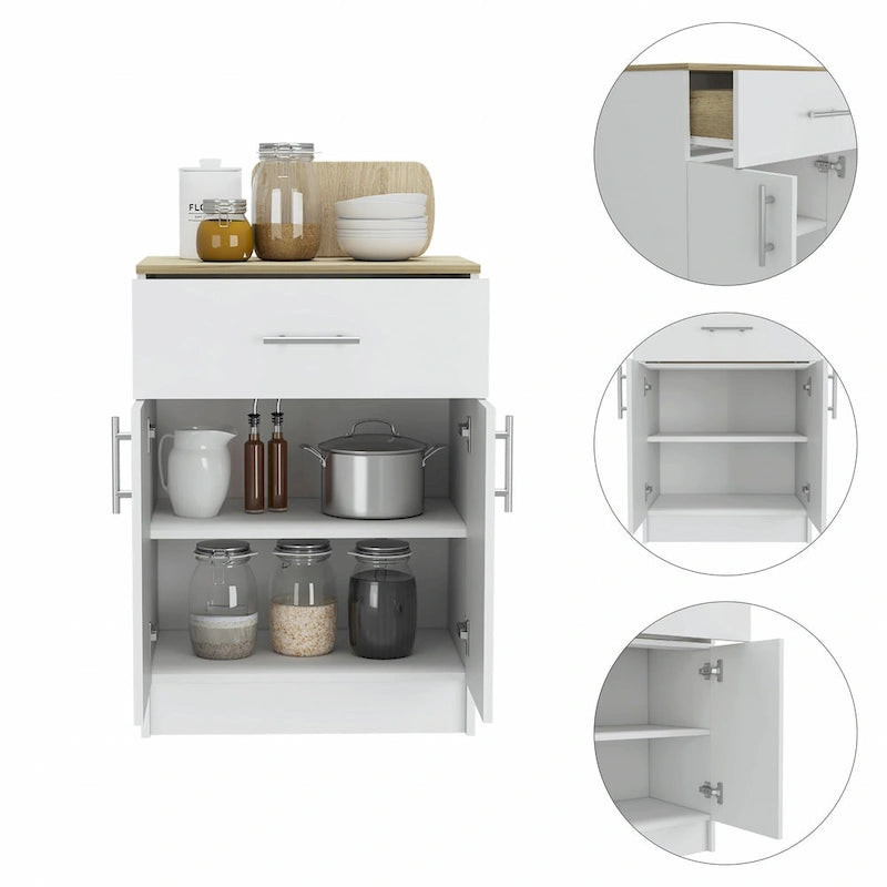 Slim Bathroom Linen Cabinet with Glass Door, Shelves and Drawers