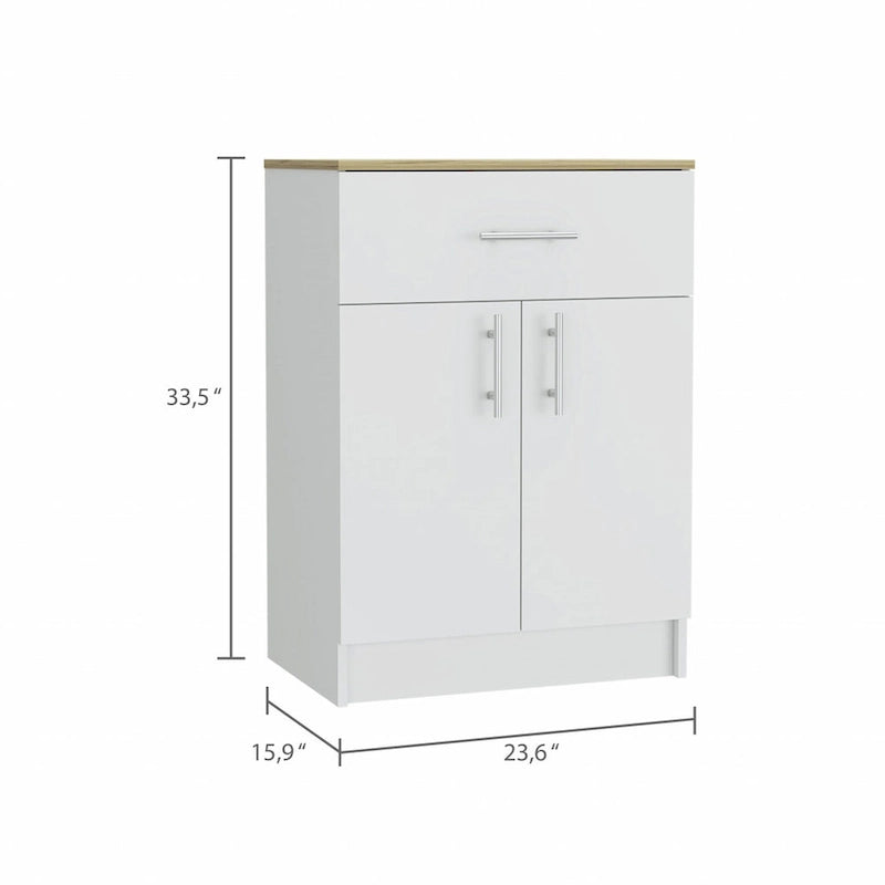 Slim Bathroom Linen Cabinet with Glass Door, Shelves and Drawers