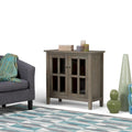 Solid Wood Low Storage Cabinet with Glass Doors, 32W x 14D x 31H