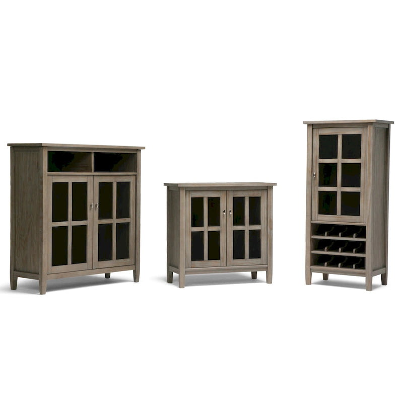 Solid Wood Low Storage Cabinet with Glass Doors, 32W x 14D x 31H