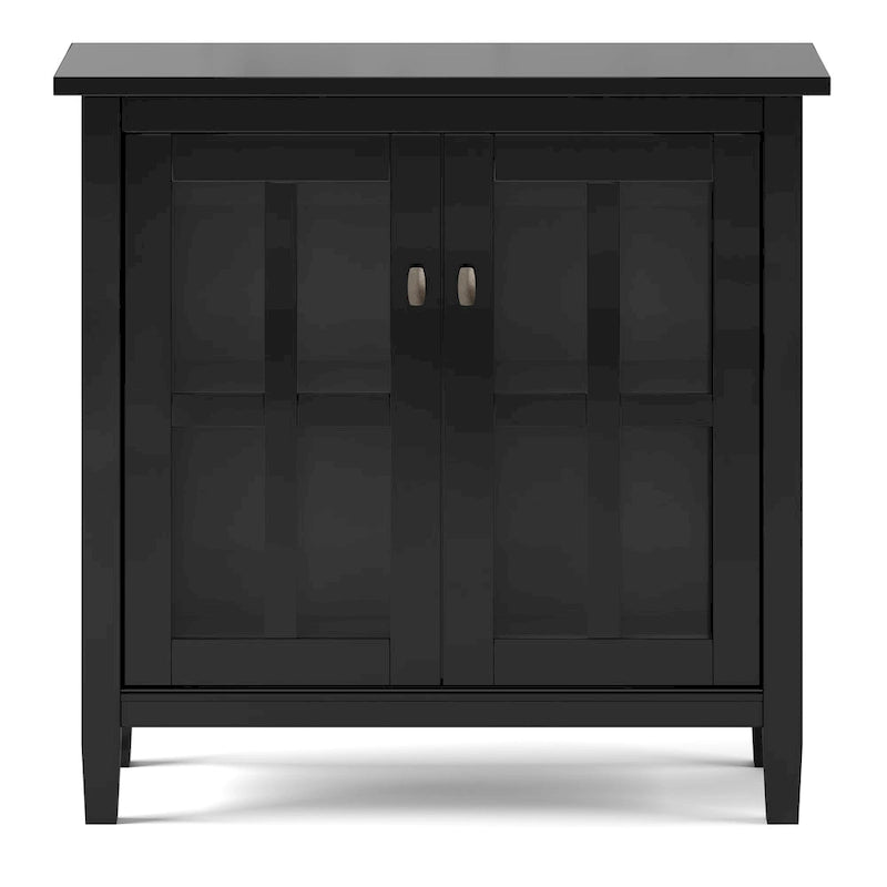 Solid Wood Low Storage Cabinet with Glass Doors, 32W x 14D x 31H