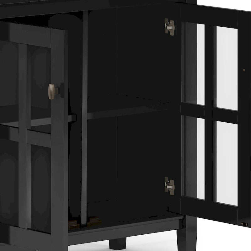 Solid Wood Low Storage Cabinet with Glass Doors, 32W x 14D x 31H