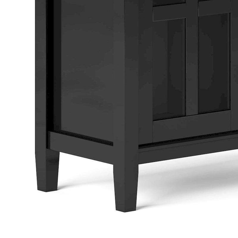 Solid Wood Low Storage Cabinet with Glass Doors, 32W x 14D x 31H