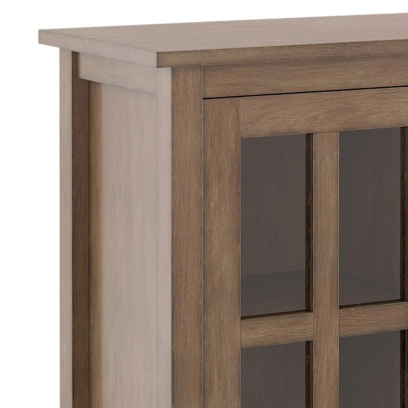 Solid Wood Low Storage Cabinet with Glass Doors, 32W x 14D x 31H