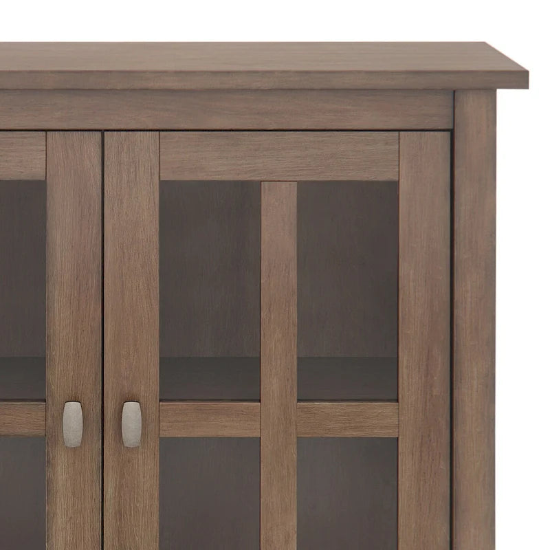Solid Wood Low Storage Cabinet with Glass Doors, 32W x 14D x 31H