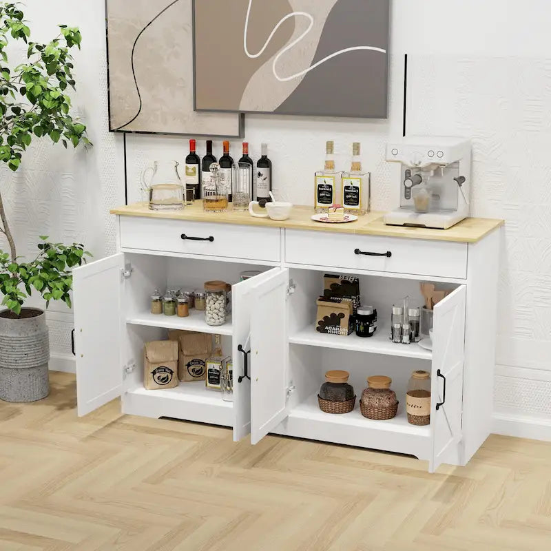 Large Farmhouse Buffet Cabinet Storage Sideboard