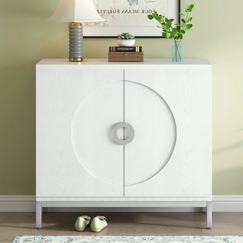 Accent Cabinet with Wood Veneer and Metal Legs