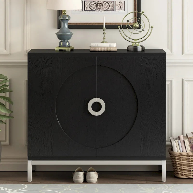 Accent Cabinet with Wood Veneer and Metal Legs