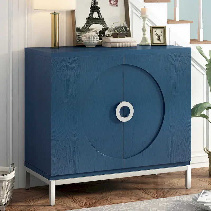 Simple Storage Cabinet Accent Cabinet with Solid Wood Veneer and Metal Leg Frame for Living Room, Entryway, Dining Room