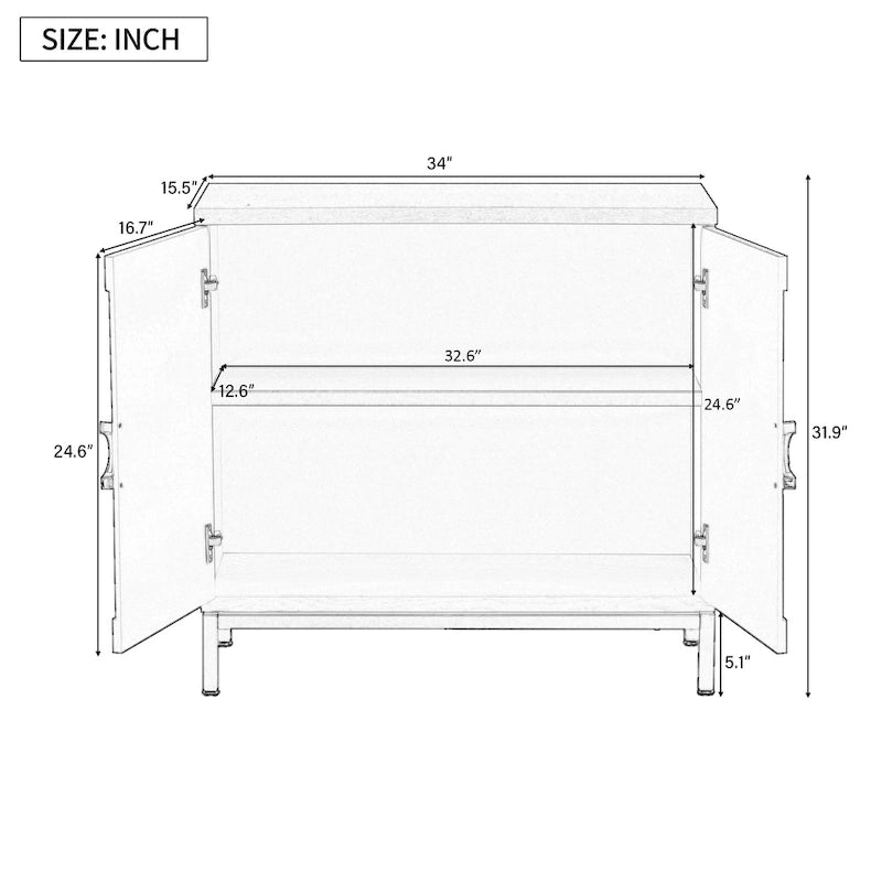 Accent Cabinet with Wood Veneer and Metal Legs