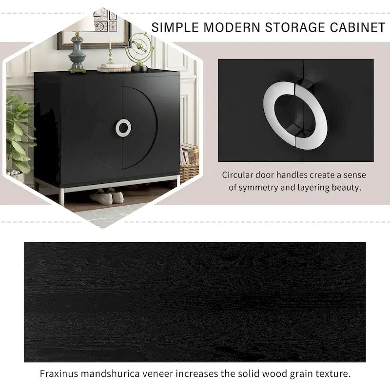 Accent Cabinet with Wood Veneer and Metal Legs