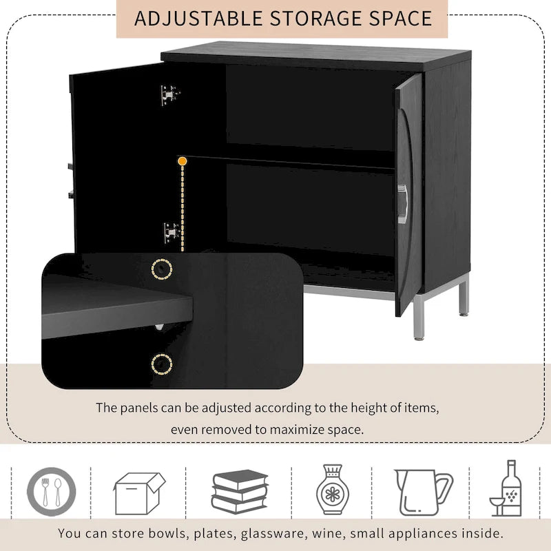 Accent Cabinet with Wood Veneer and Metal Legs