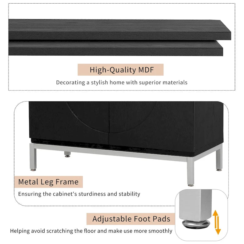 Accent Cabinet with Wood Veneer and Metal Legs