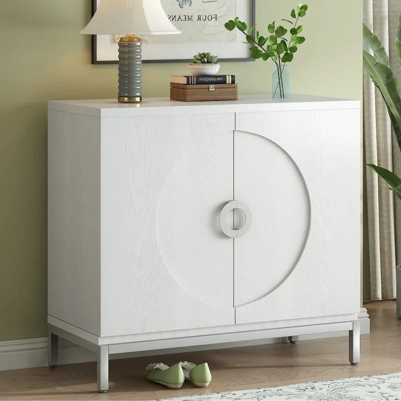 Accent Cabinet with Wood Veneer and Metal Legs